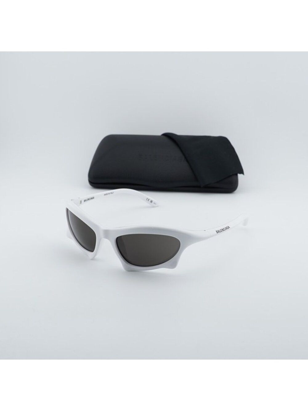 Balenciaga BB0229S 004 Unisex Sunglasses White Oval Frame, Grey Lenses - Picture 11 of 12